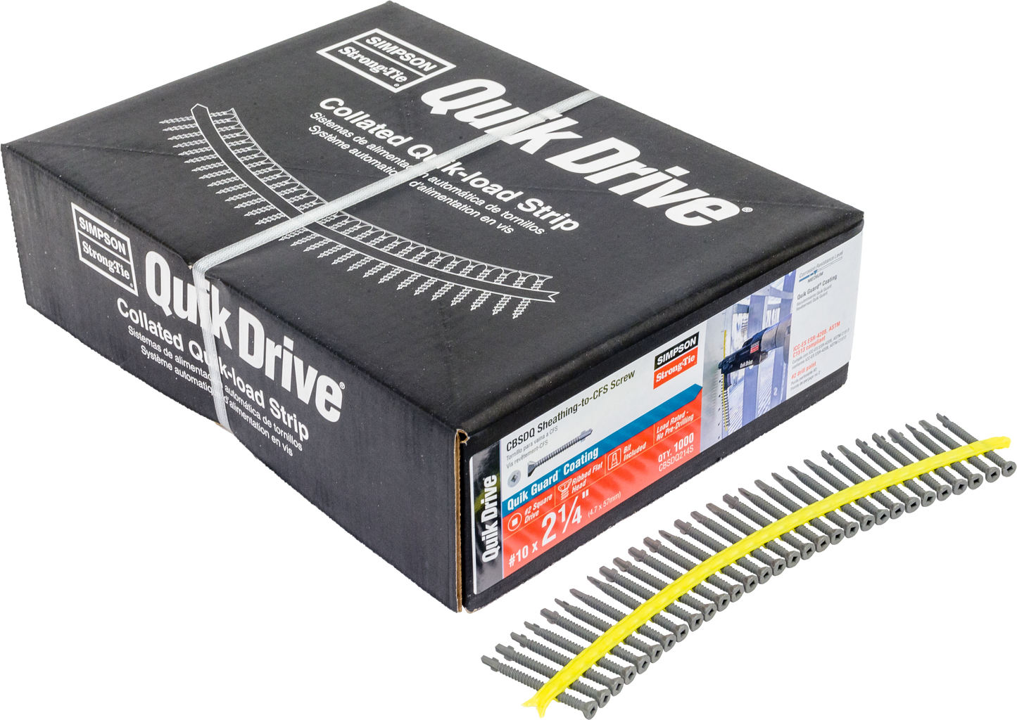 Simpson Strong-Tie CBSDQ214S CBSDQ Sheathing-to-CFS Screw (Collated) — #10 x 2-1/4 in. #2 Square Undersized (1000-Qty)
