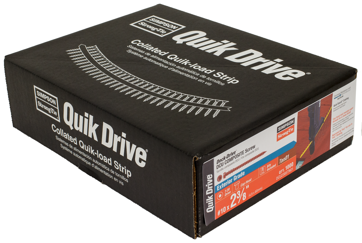 Simpson Strong-Tie DCU238STN01 Deck-Drive™ DCU COMPOSITE Screw (Collated) — #10 x 2-3/8 in. Quik Guard® Tan 01 (1000-Qty) (Pack of 100)