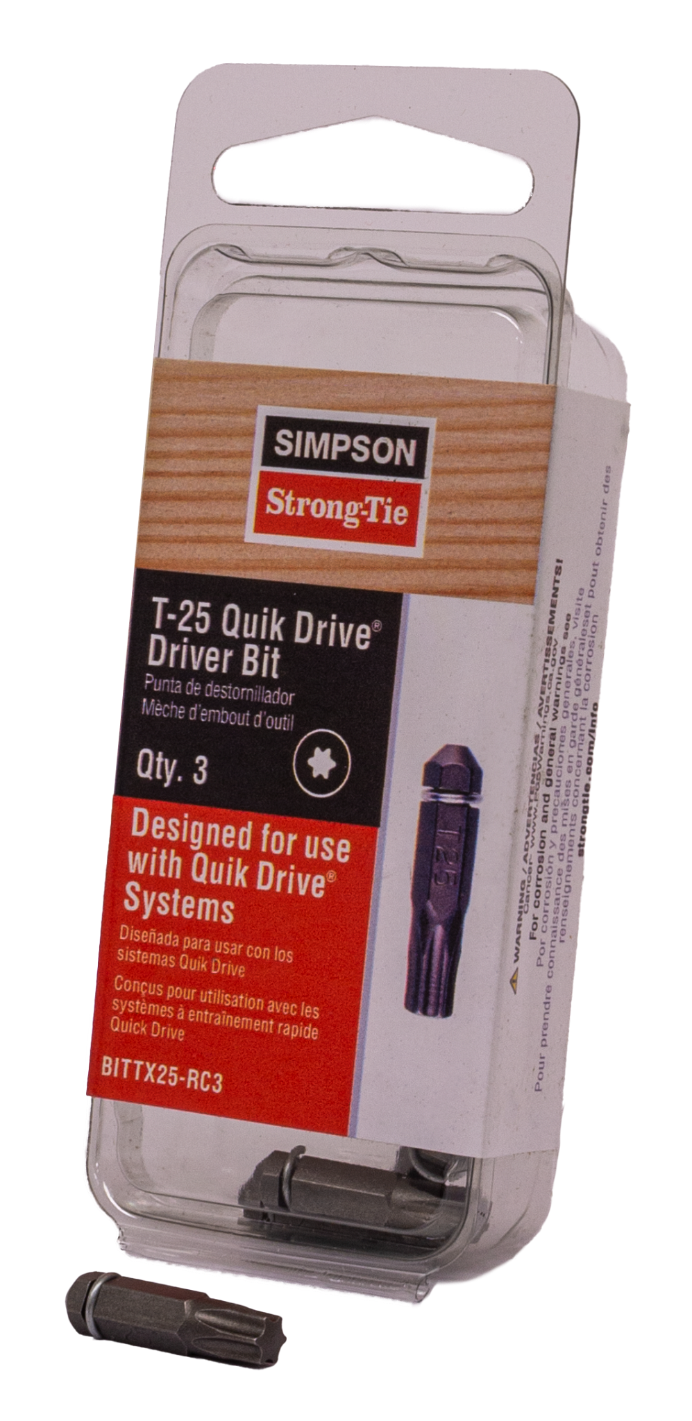 Simpson Strong-Tie BITTX25-RC3 Quik Drive® T25 6-Lobe-Drive Bit (3-Qty) (Pack of 5)