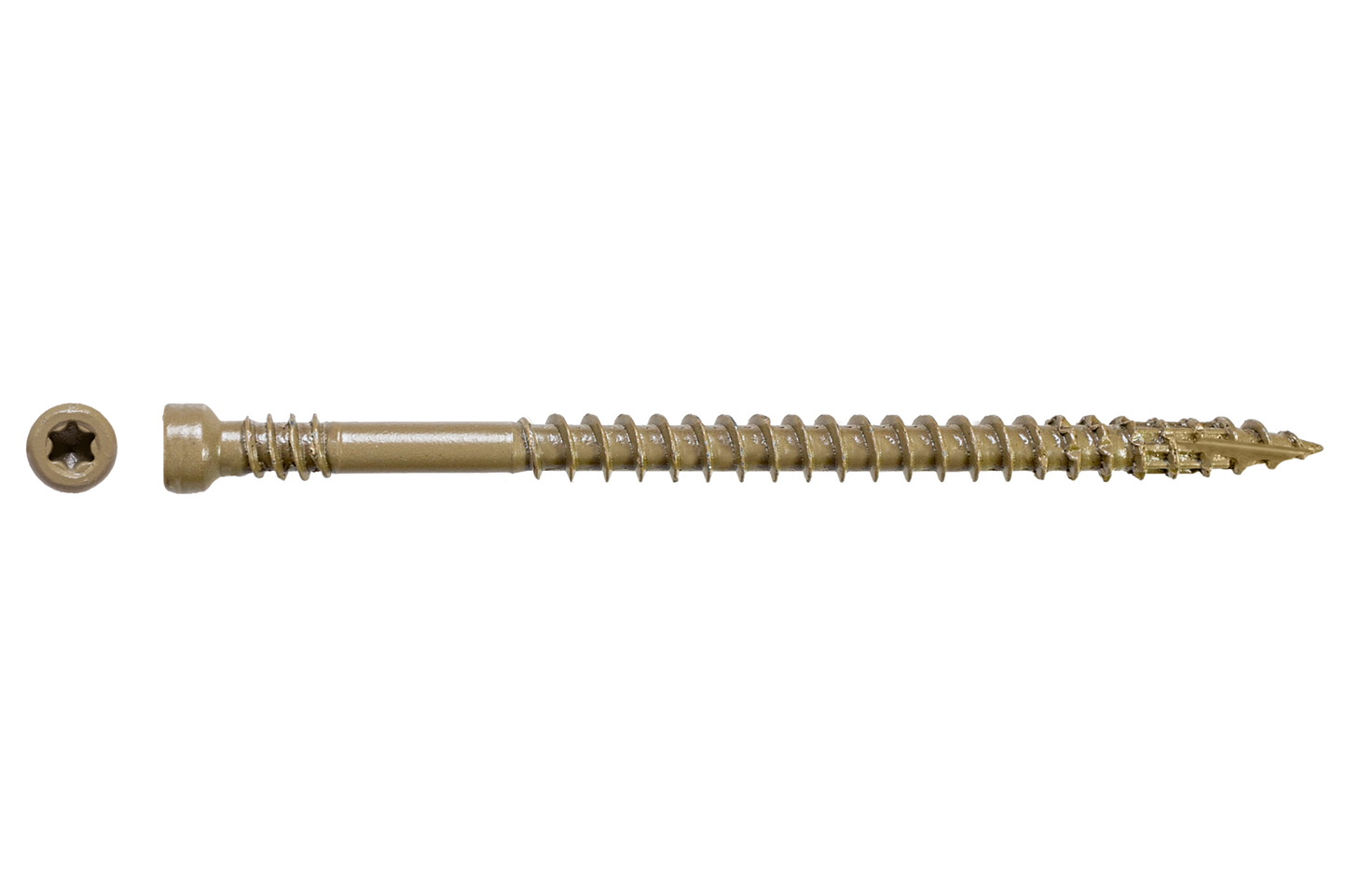 Simpson Strong-Tie FT07212MB Finish Trim Screw — #7 x 2-1/2 in. T10, Trim-Head, Quik Guard®, Tan (1750-Qty)