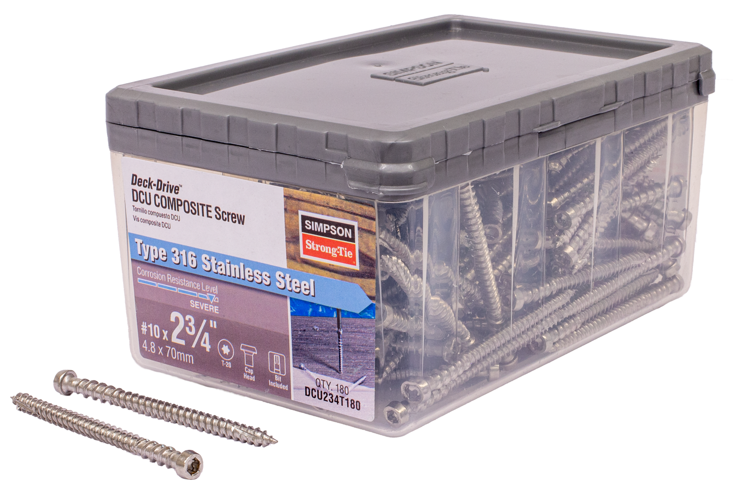 Simpson Strong-Tie DCU234T180 Deck-Drive™ DCU COMPOSITE Screw — #10 x 2-3/4 in. T20, Type 316 (180-Qty)