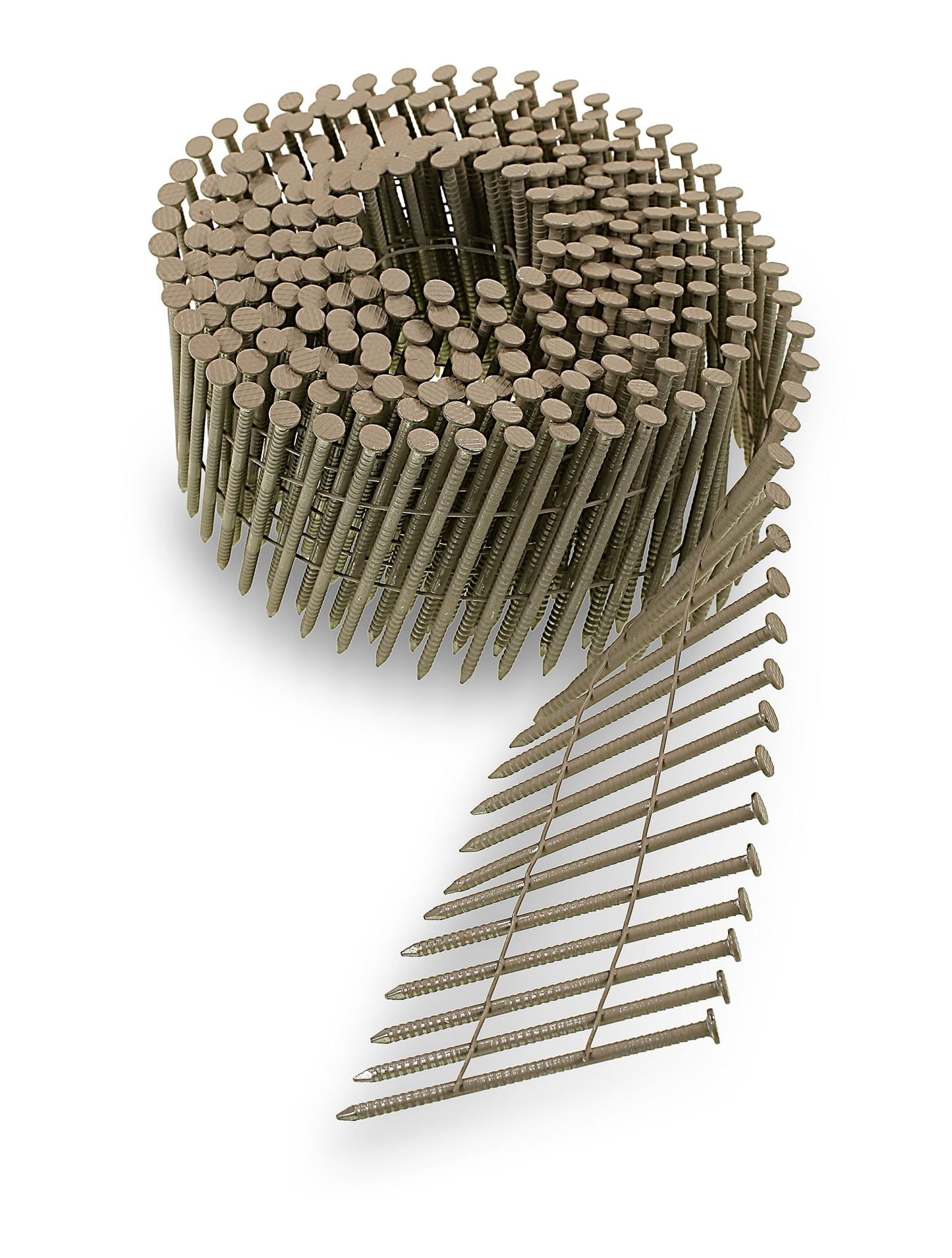 Simpson Strong-Tie S13A225CCT 15° Wire Coil, Painted Full Round Head, Ring-Shank Nail — 2-1/4 in. x .092 in. Type 304, Tan (3600-Qty)