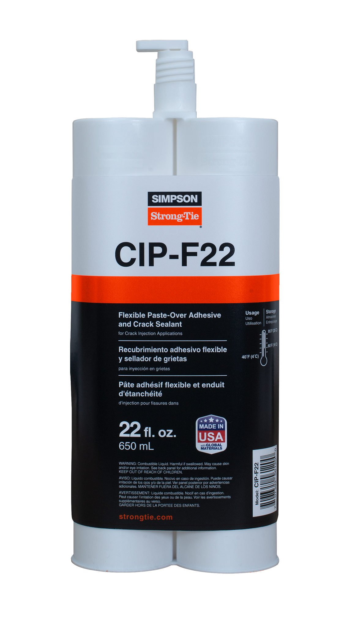 Simpson Strong-Tie CIP-F22 CIP-F Flexible Paste-Over Adhesive and Crack Sealant (22 oz.)