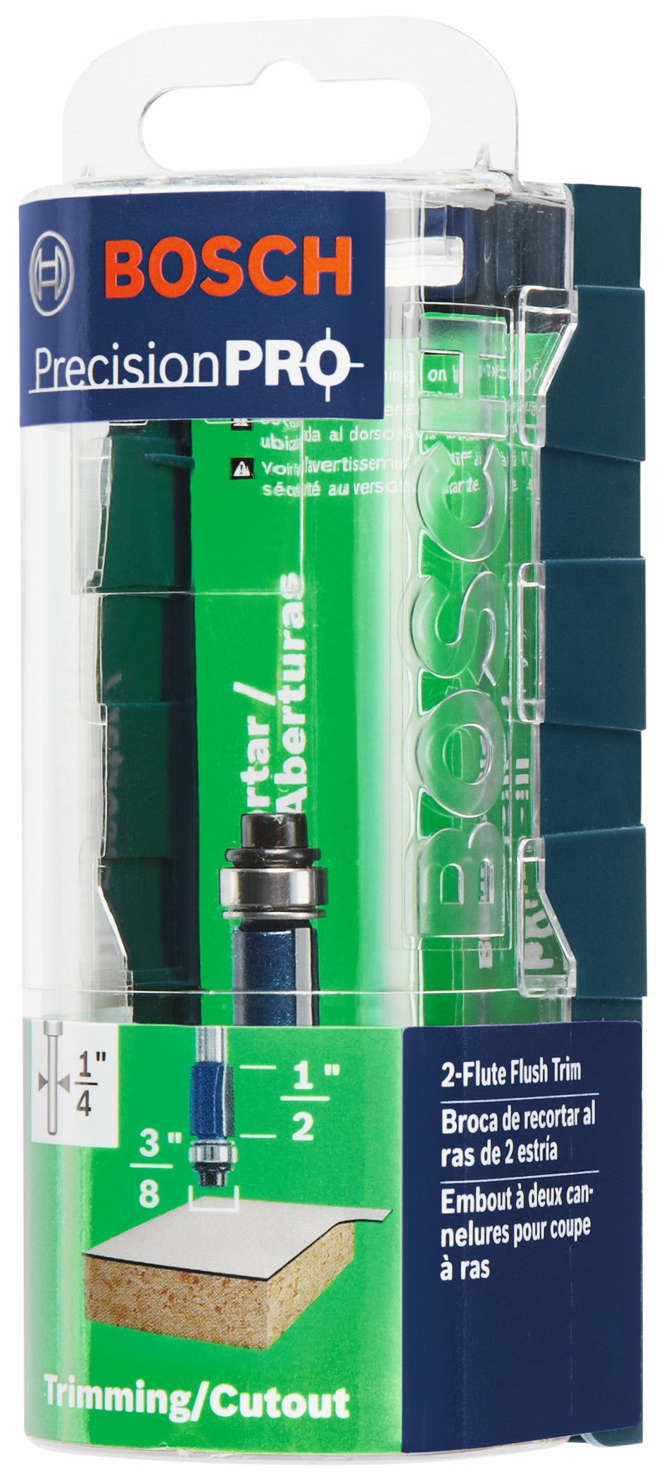 Broca fresadora BOSCH 85269MC de doble flauta con punta de carburo de 3/8 pulg. x 1/2 pulg. para corte al ras