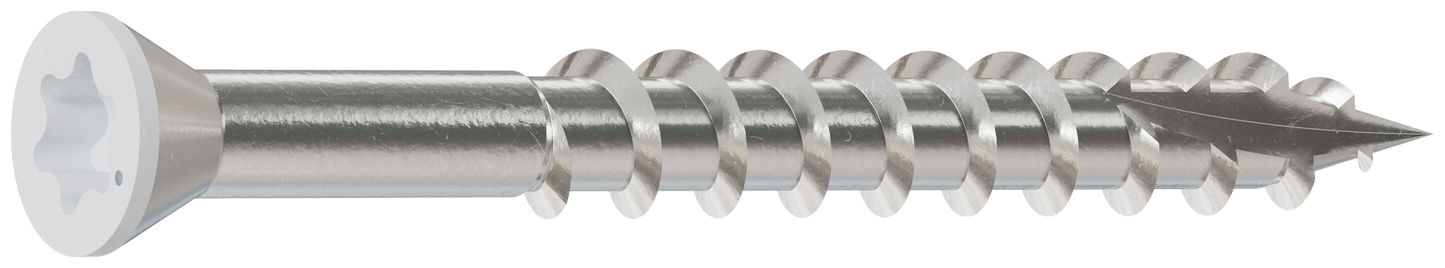 Simpson Strong-Tie T07162FT1WH01 Trim-Head Screw, 6-Lobe Drive — #7 x 1-5/8 in. T-15 Type 316, White 01 (1 lb.)