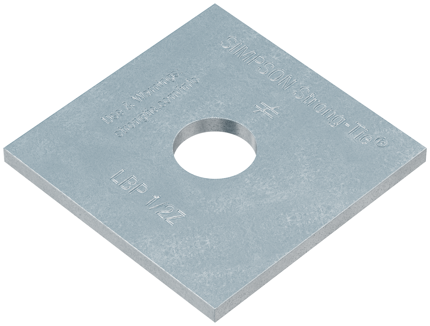 Simpson Strong-Tie LBP 1/2Z LBP 2 in. x 2 in. ZMAX® Galvanized Bearing Plate for 1/2-in. Dia. Anchor Bolt