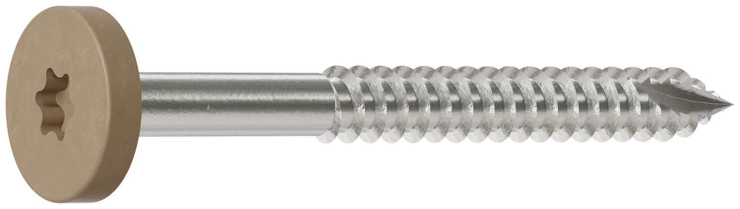 Simpson Strong-Tie T08175FS75TN Fascia Board Screw — #8 x 1-3/4 in. T-20 6-Lobe Pancake Head Type 316, Tan (75-Qty) (Pack of 5)