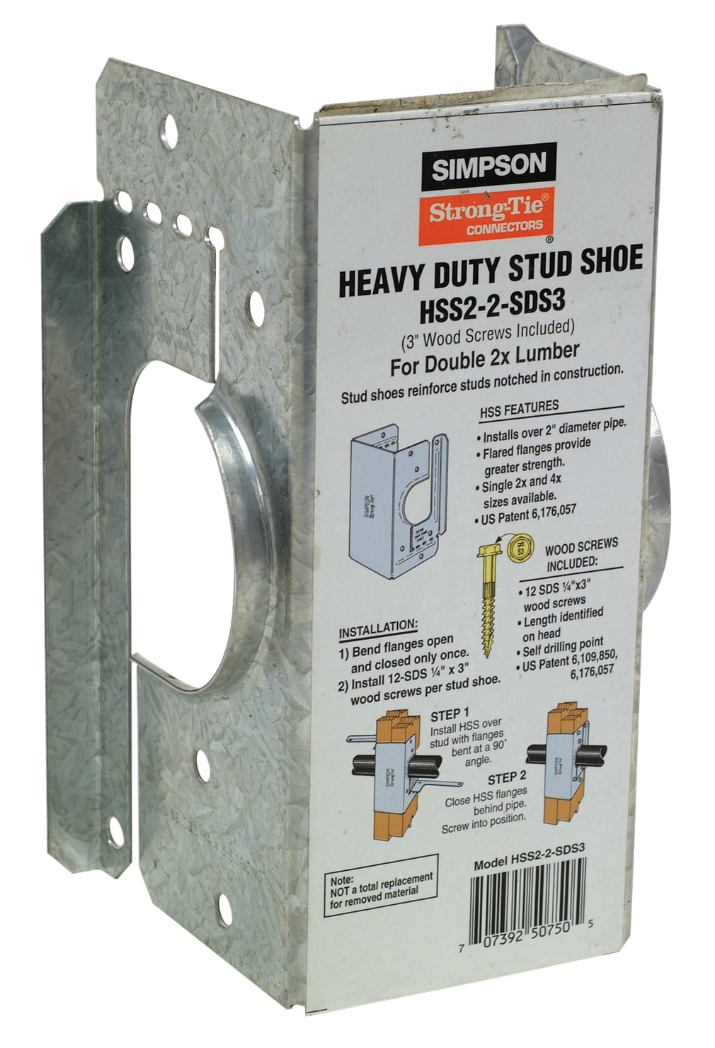 Simpson Strong-Tie HSS2-2-SDS3 HSS Galvanized Stud Shoe for Double 2x, with Strong-Drive® SDS Screws (Pack of 12)