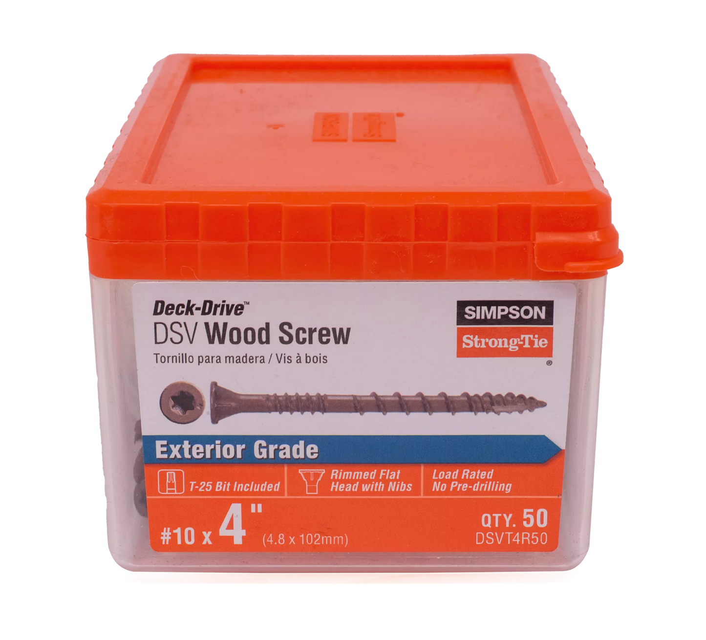 Simpson Strong-Tie DSVT4R50 Deck-Drive™ DSV WOOD Screw — #10 x 4 in. T25, Flat Head, Quik Guard®, Tan (50-Qty) (Pack of 792)