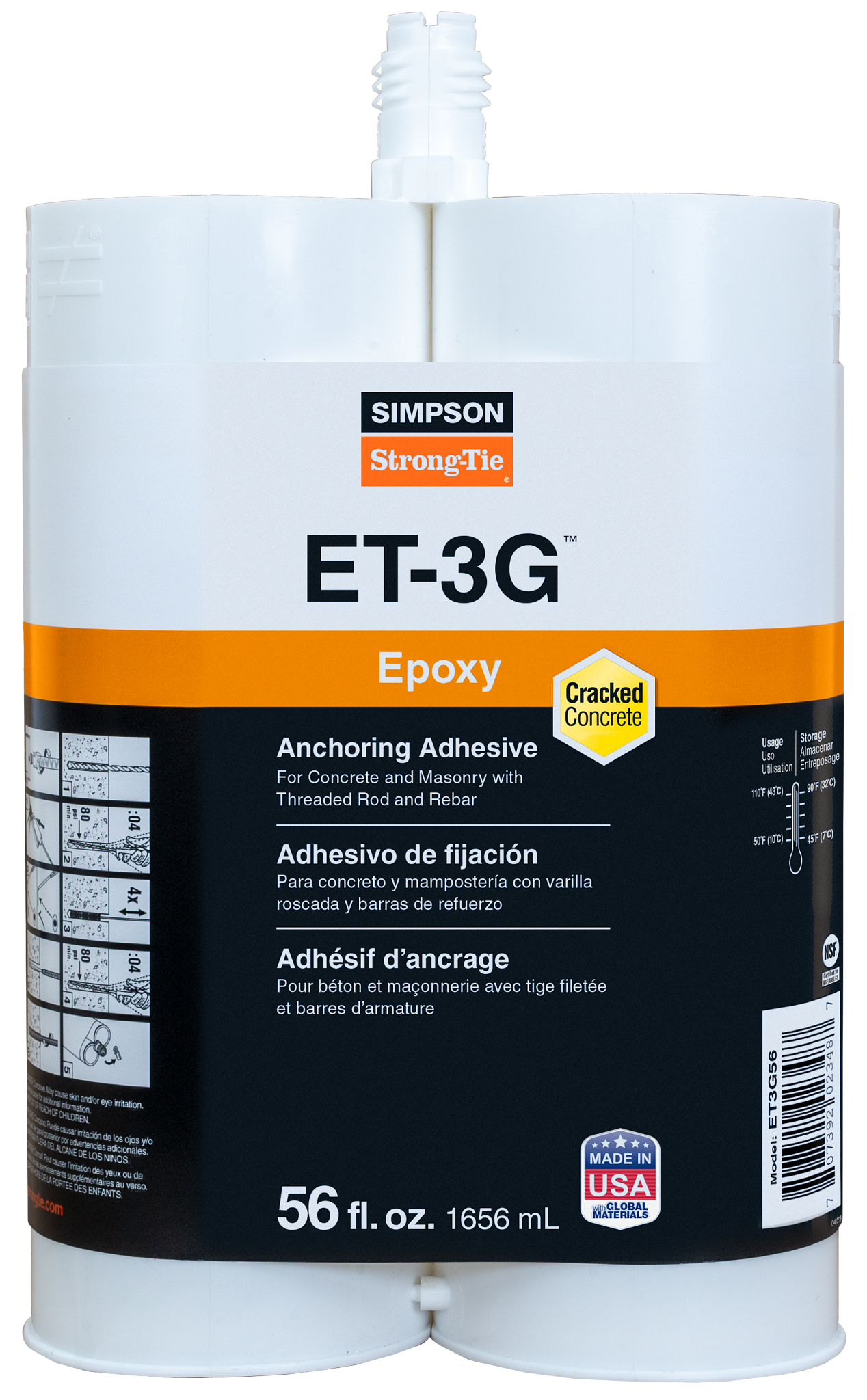 Simpson Strong-Tie ET3G56 ET-3G™ 56 oz. Epoxy Adhesive Cartridge
