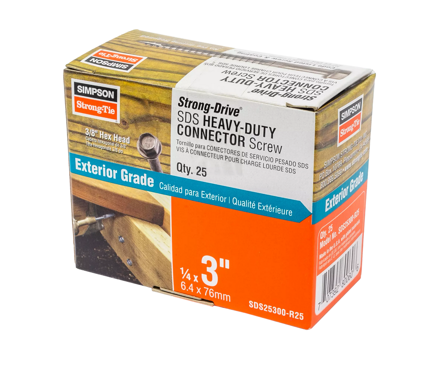 Simpson Strong-Tie SDS25300-R25 Strong-Drive® SDS HEAVY-DUTY CONNECTOR Screw — 1/4 in. x 3 in. DB Coating (25-Qty) (Pack of 1440)
