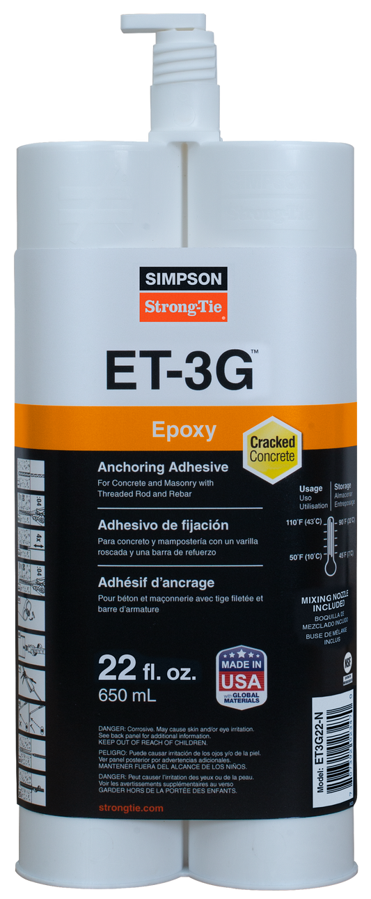 Simpson Strong-Tie ET3G22-N ET-3G™ 22 oz. Epoxy Adhesive Cartridge w/ Nozzle and Extension