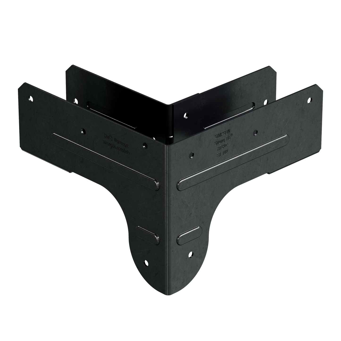 Simpson Strong-Tie APRTC2 Outdoor Accents® ZMAX®, Black Rigid Tie® Corner Connector for 2x Joist, 2x4 Post (Pack of 8)
