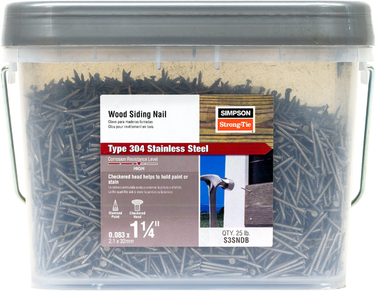 Simpson Strong-Tie S3SNDB Wood Siding Nail — 1-1/4-in. x .083-in. Type 304 Stainless Steel (25 lb.)