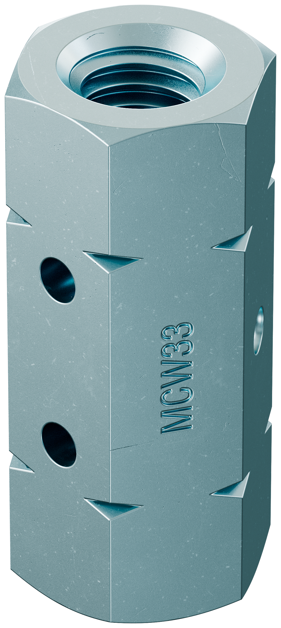 Simpson Strong-Tie MCW33 MCW 3/8 in. Coupler Nut with Witness® Hole, Grade 55