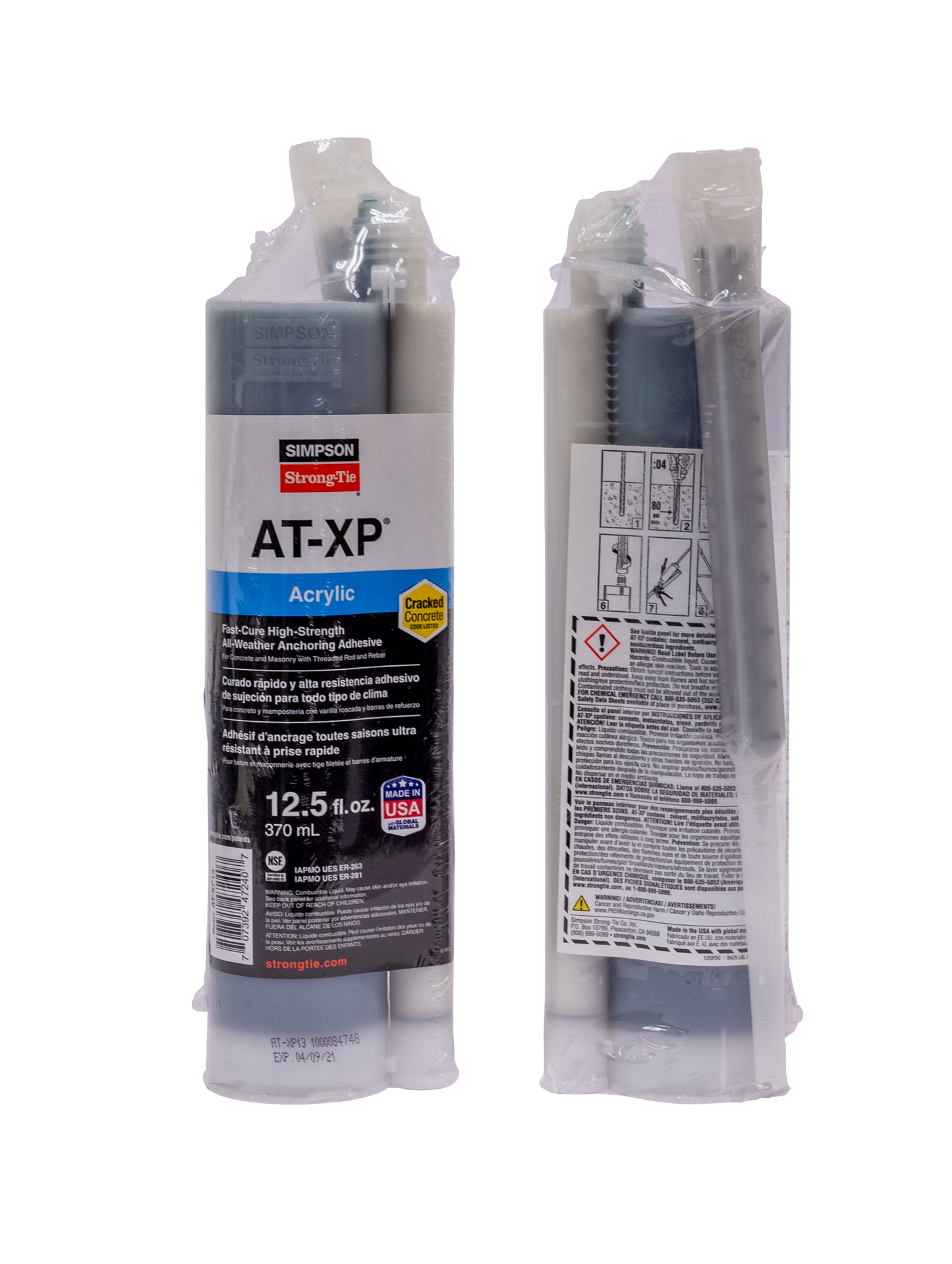 Simpson Strong-Tie AT-XP13 AT-XP® 12.5-oz. High-Strength Acrylic Anchoring Adhesive Cartridge w/ Nozzle (Pack of 750)