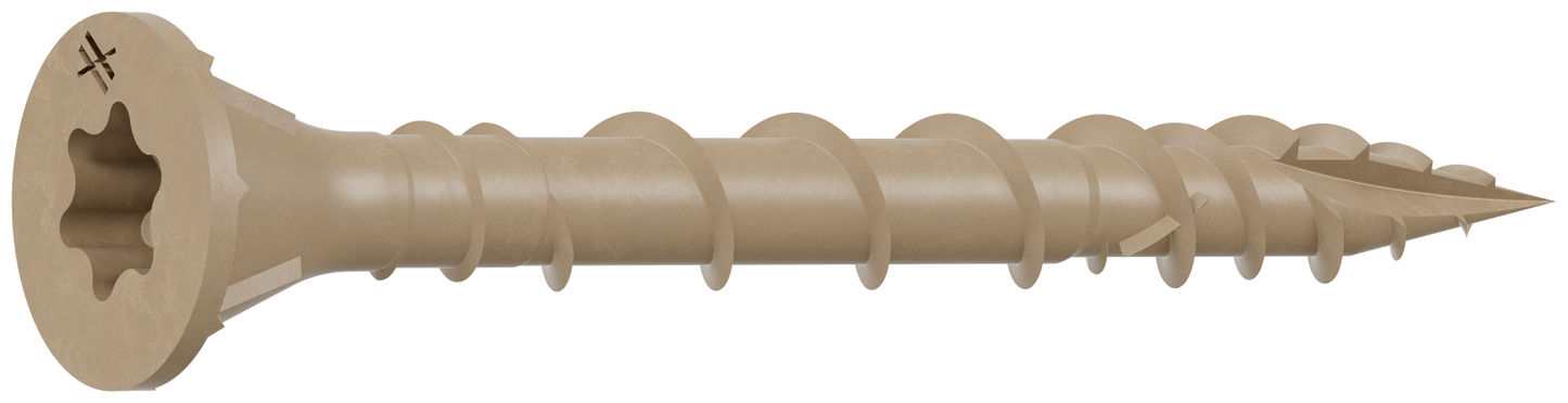 Simpson Strong-Tie DSVT158MB Deck-Drive™ DSV WOOD Screw — #8 x 1-5/8 in. T25, Flat Head, Quik Guard®, Tan (1750-Qty) (Pack of 150)