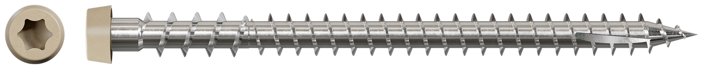 Simpson Strong-Tie DCU234S316TN02 Deck-Drive™ DCU COMPOSITE Screw (Collated) — #10 x 2-3/4 in. Type 316, Tan 02 (1000-Qty) (Pack of 100)
