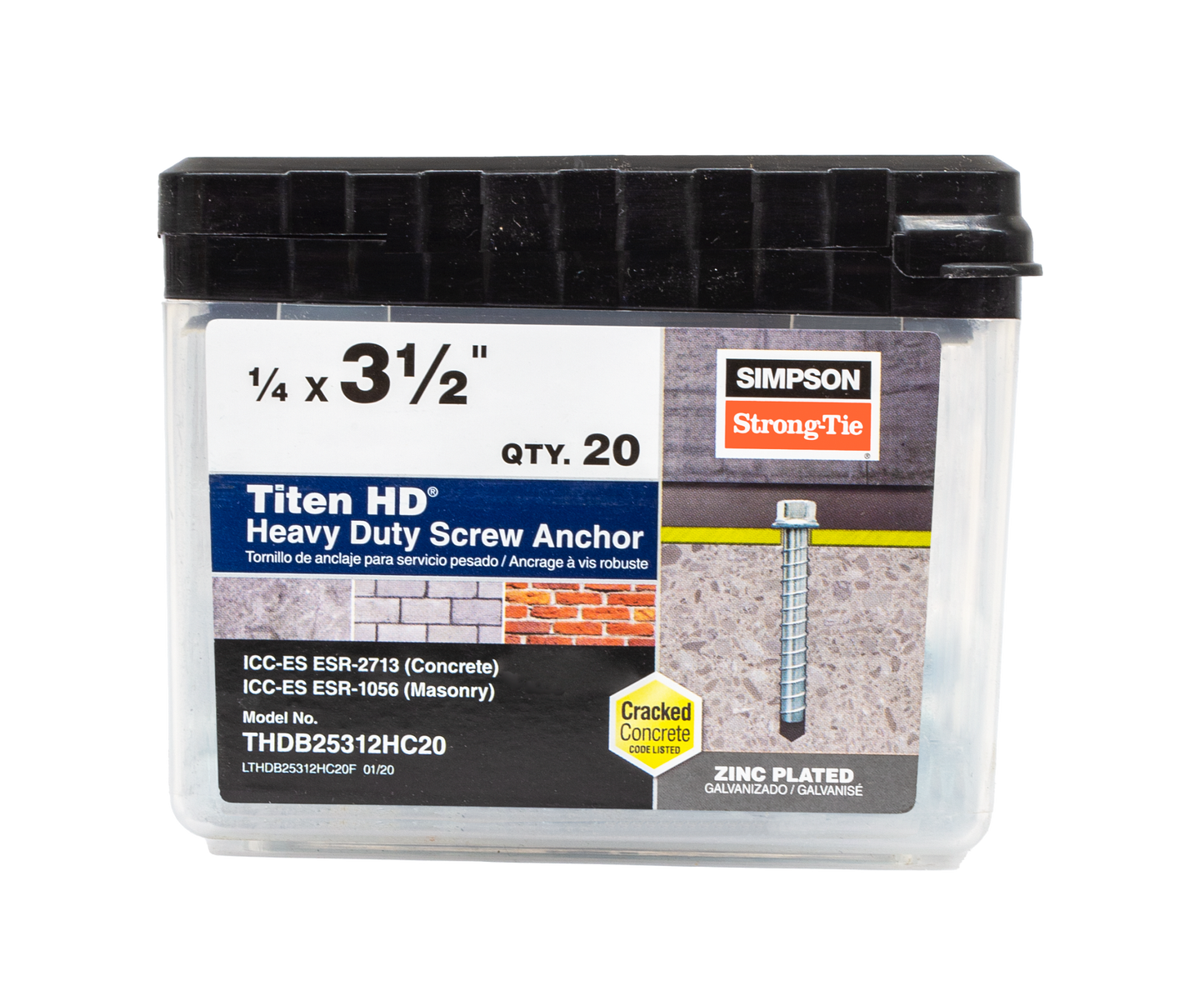 Simpson Strong-Tie THDB25312H Titen HD® 1/4 in. x 3-1/2 in. Heavy-Duty Screw Anchor (50-Qty) (Pack of 490)