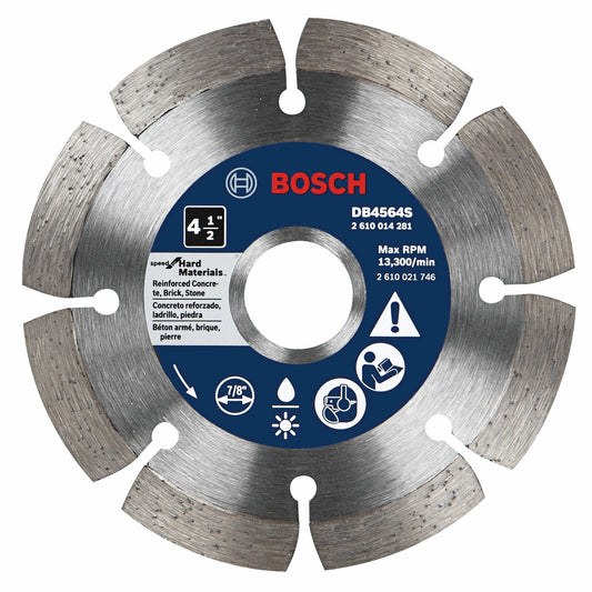 Hoja de diamante con borde segmentado estándar BOSCH DB4564S de 4-1/2 pulg. para materiales duros