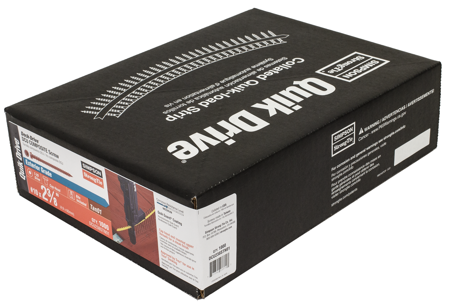 Simpson Strong-Tie DCU238STN01 Deck-Drive™ DCU COMPOSITE Screw (Collated) — #10 x 2-3/8 in. Quik Guard® Tan 01 (1000-Qty)