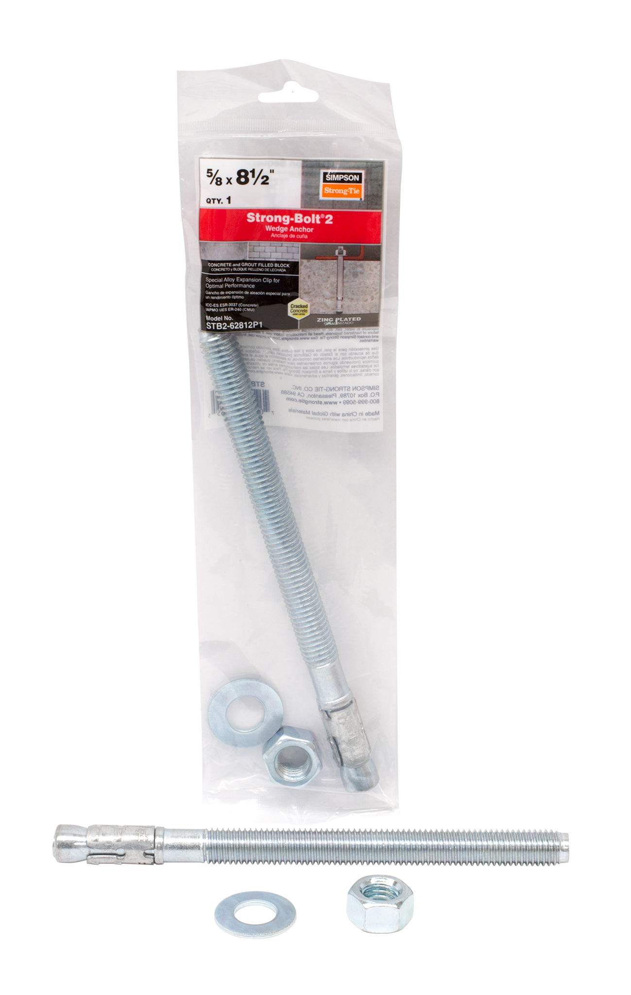 Simpson Strong-Tie STB2-62812P1 Strong-Bolt® 2 — 5/8 in. x 8-1/2 in. Wedge Anchor (Pack of 10)