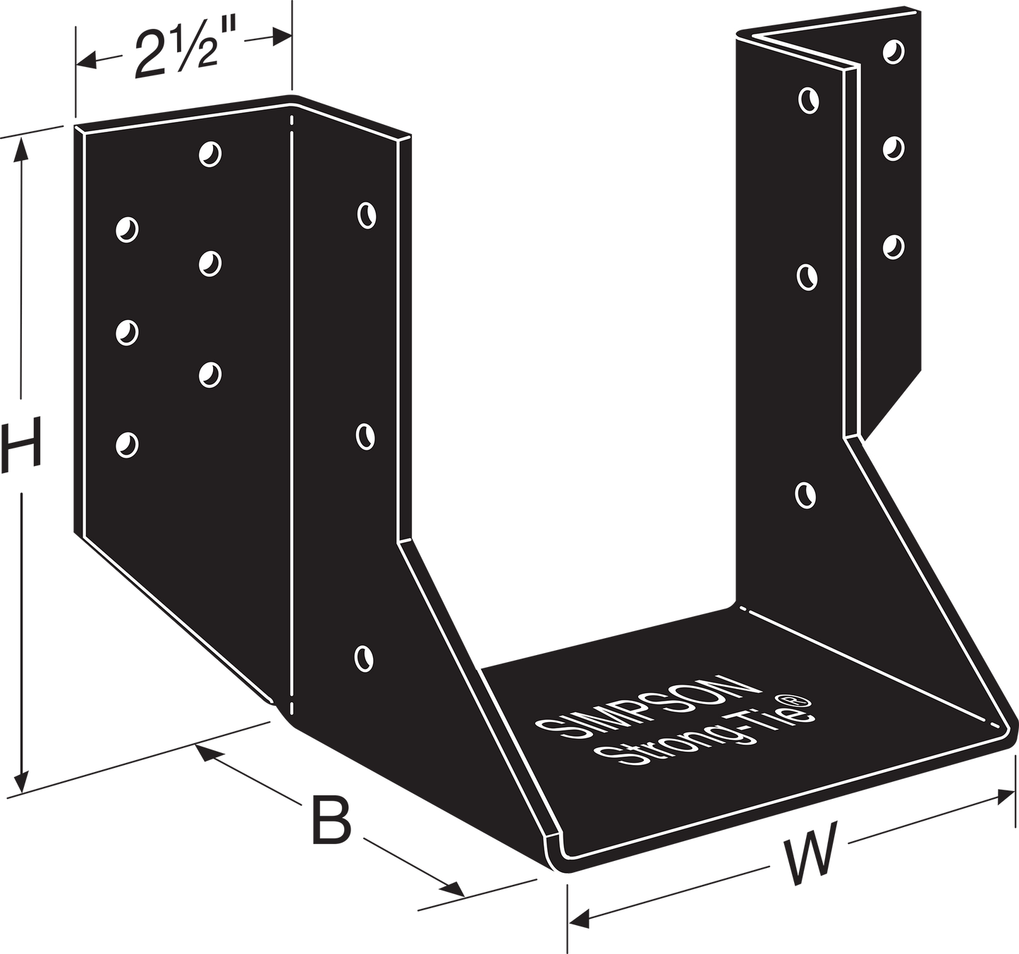 Simpson Strong-Tie OHU48-SDS3 OHU® Black Powder-Coated Ornamental Joist Hanger for 4x8 w/ Strong-Drive® SDS Screws (Pack of 10)