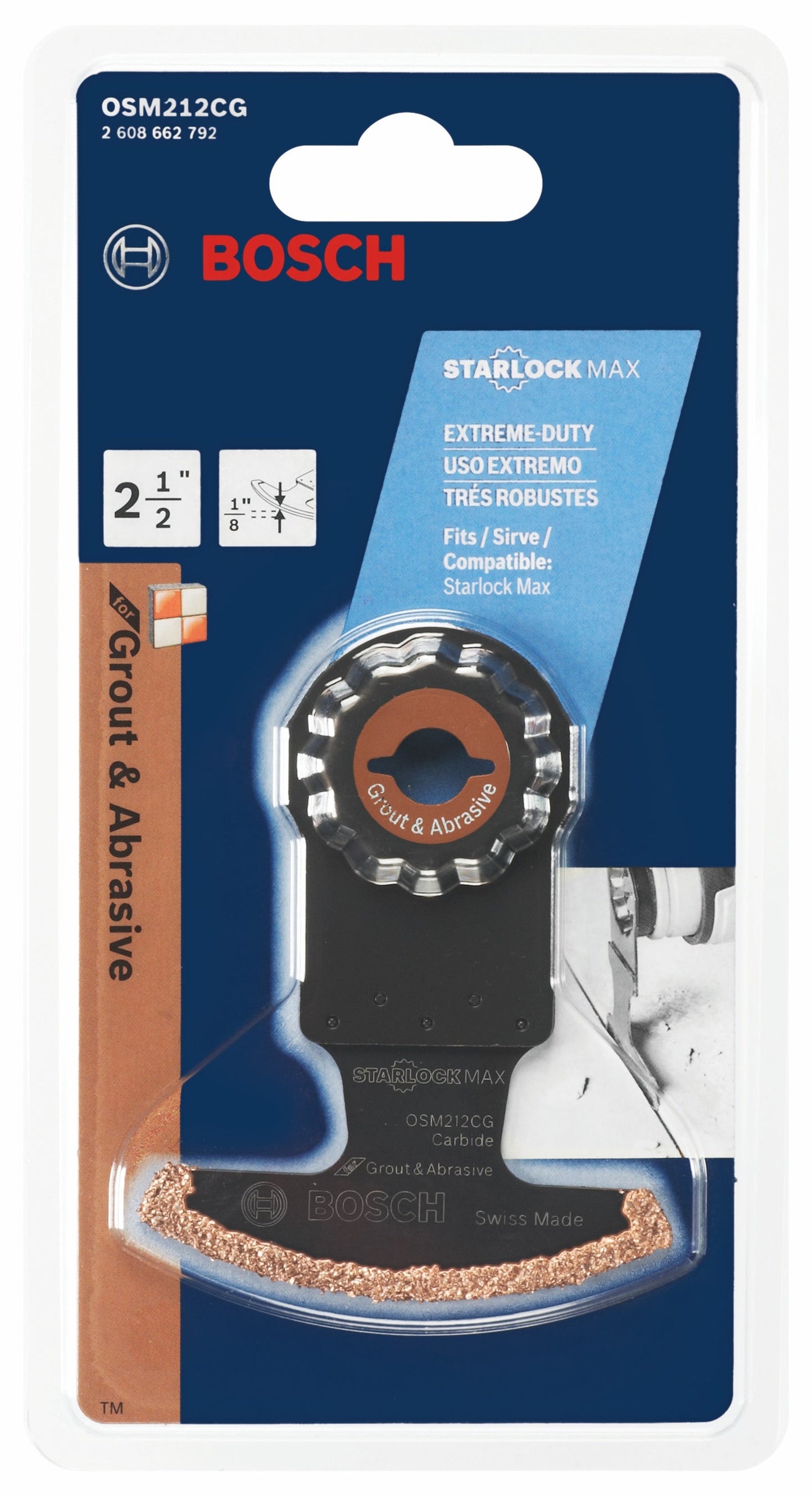 Hoja de sierra segmentada con grano de carburo para multiherramienta oscilante StarlockMax® de 2-1/2 pulg. BOSCH OSM212CG