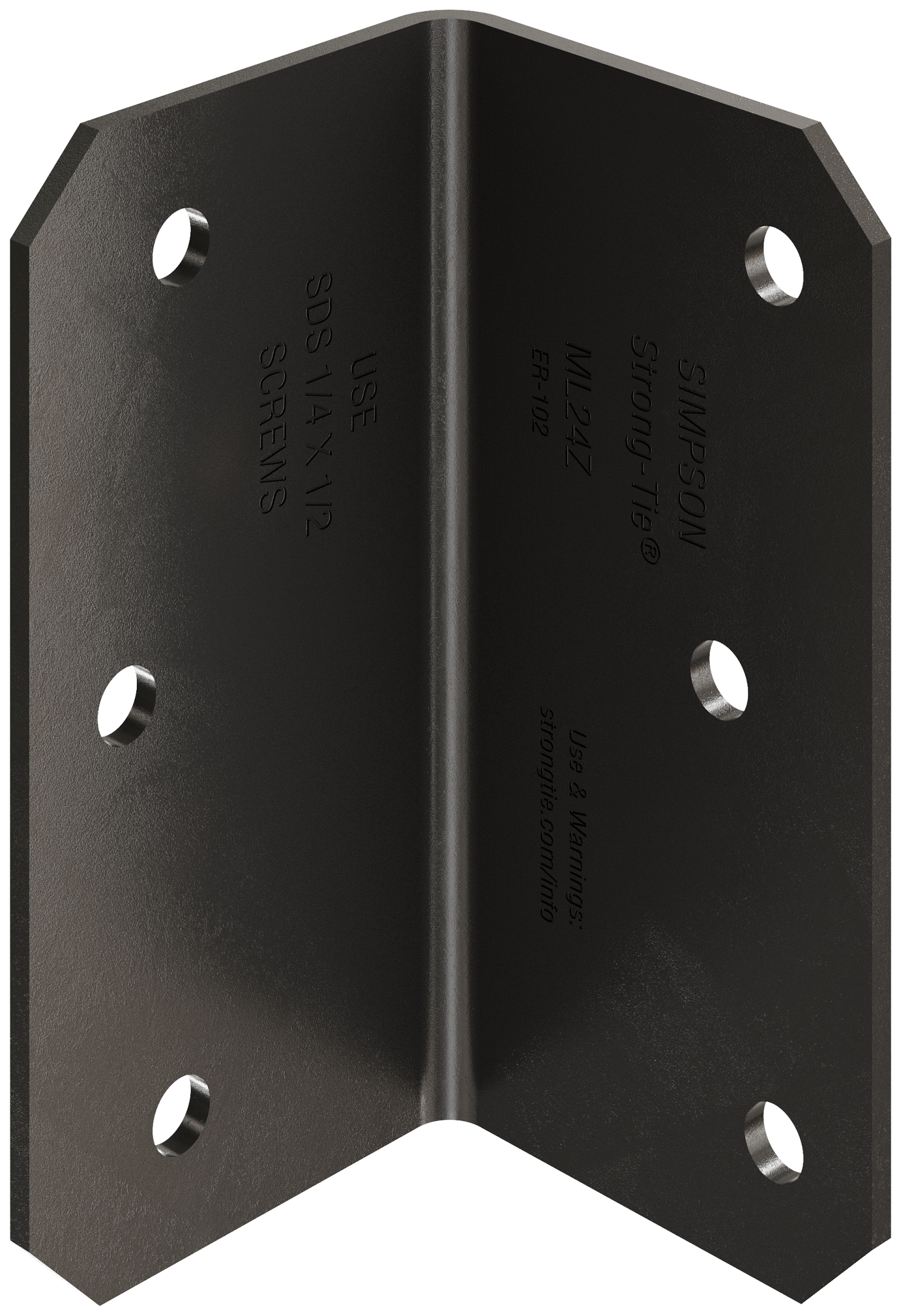 Simpson Strong-Tie ML24PC Outdoor Accents® MLPC 2 in. x 4 in. 12-Gauge ZMAX®, Black Powder-Coated Medium L Angle (Pack of 30)