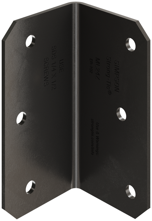 Simpson Strong-Tie ML24PC Outdoor Accents® MLPC 2 in. x 4 in. 12-Gauge ZMAX®, Black Powder-Coated Medium L Angle
