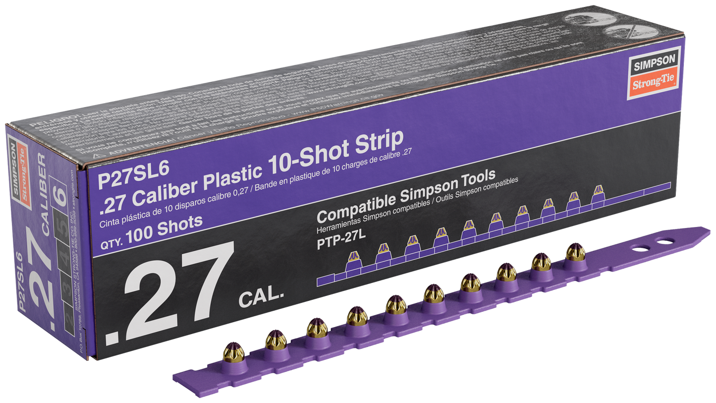 Simpson Strong-Tie P27SL6 P27SL 0.27-Caliber Plastic, 10-Shot Strip Load, Purple (100-Qty)