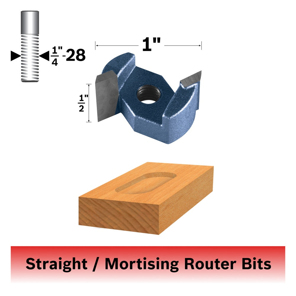 Broca fresadora de mortaja con punta de carburo BOSCH 85635B de 1 pulg. x 1/2 pulg.