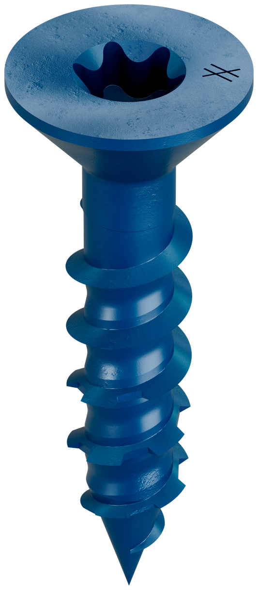 Simpson Strong-Tie TNT25114TFB Titen Turbo™ — 1/4 in. x 1-1/4 in. 6-Lobe Flat-Head Concrete and Masonry Screw, Blue (3000-Qty) (Pack of 48)