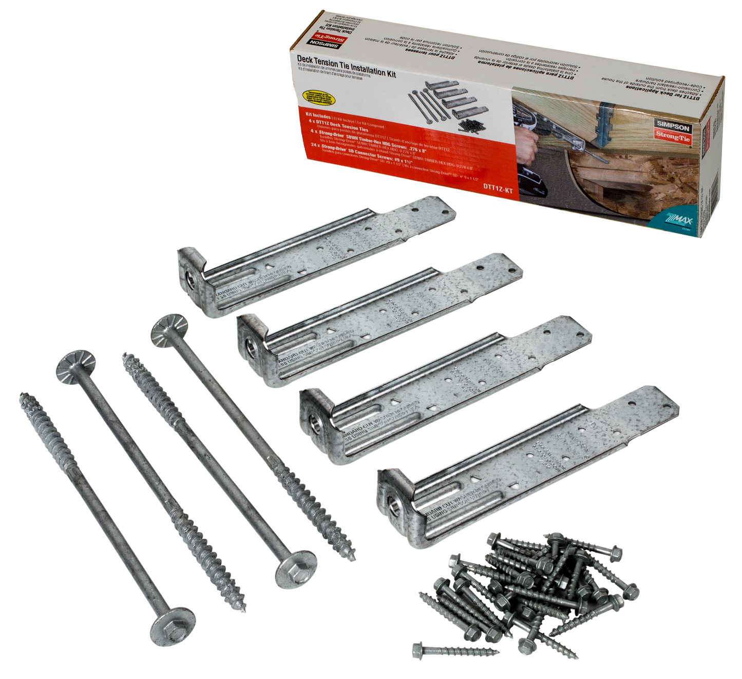 Simpson Strong-Tie DTT1Z-KT DTT1Z® ZMAX® Galvanized Deck Tension Tie Kit for 2x with Screws (4-Qty) (Pack of 400)