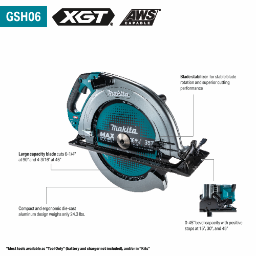 Makita GSH06T1 40V max XGT® 16-5/16" Circular Saw Kit, AWS Capable (5.0Ah)
