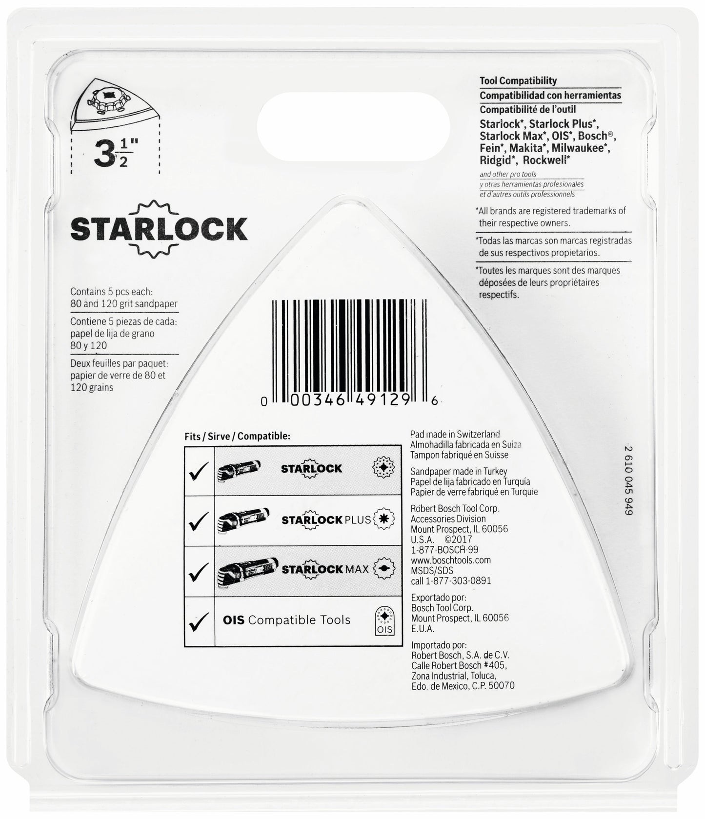 Kit de almohadillas de lijado delta para multiherramienta oscilante Starlock® BOSCH OSL350SPDK de 11 piezas