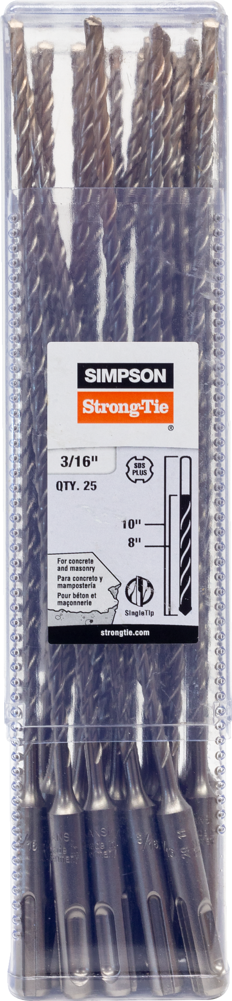 Simpson Strong-Tie MDPL01810-R25 3/16 in. x 10 in. SDS-plus® Shank Drill Bit (25-Qty)