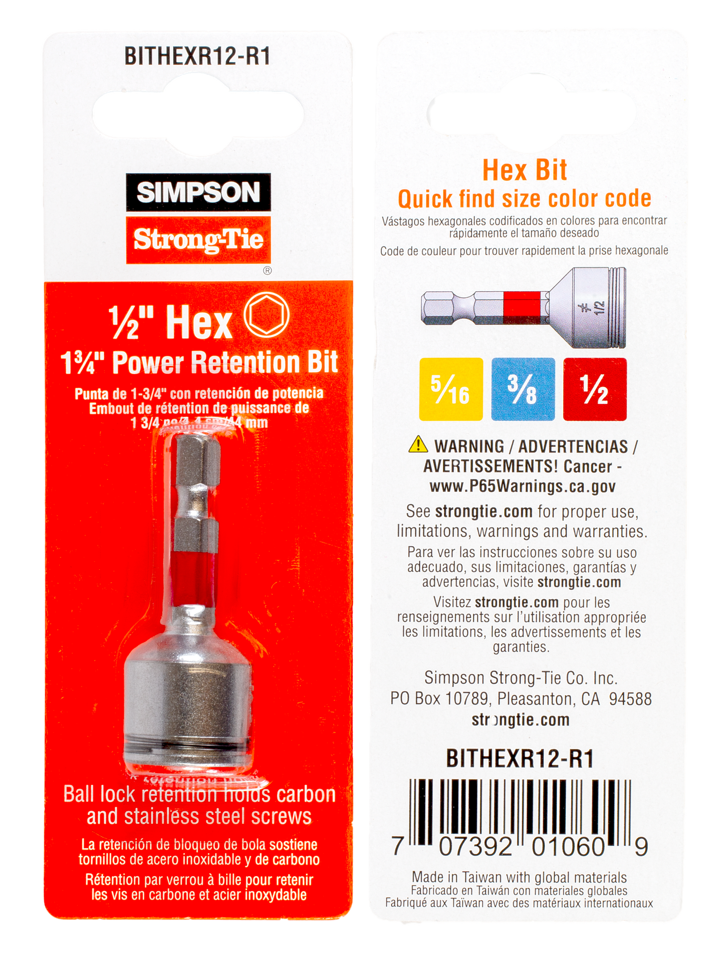 Simpson Strong-Tie BITHEXR12-R1 1/2-in. Hex-Drive 1-3/4 in. Power Bit