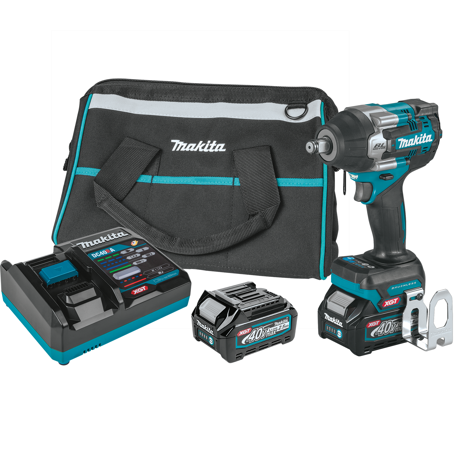 Makita GWT07D 40V max XGT® Brushless Cordless 4-Speed Mid-Torque 1/2" Sq. Drive Impact Wrench Kit w/ Friction Ring Anvil (2.5Ah)