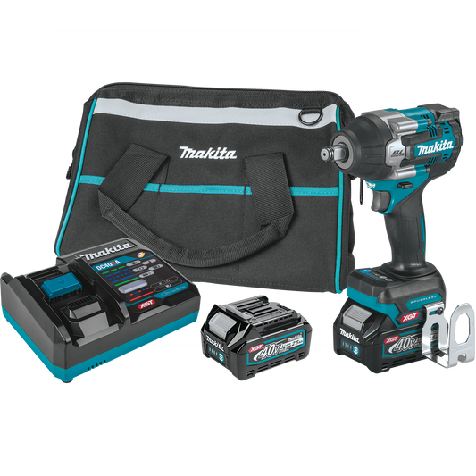 Makita GWT07D 40V max XGT® Brushless Cordless 4-Speed Mid-Torque 1/2" Sq. Drive Impact Wrench Kit w/ Friction Ring Anvil (2.5Ah)