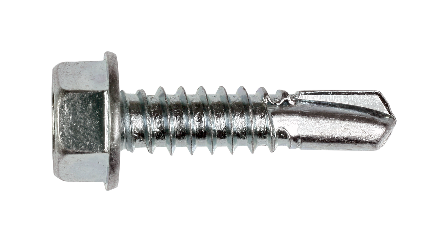 Simpson Strong-Tie E1B1414R100 Self-Drilling E Metal Screw — #14 x 1 in. 3/8-Hex, Clear Zinc (100-Qty) (Pack of 800)