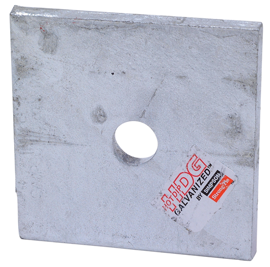 Simpson Strong-Tie BP 1/2-3HDG BP 3 in. x 3 in. Hot-Dip Galvanized Bearing Plate with 1/2 in. Bolt Dia.