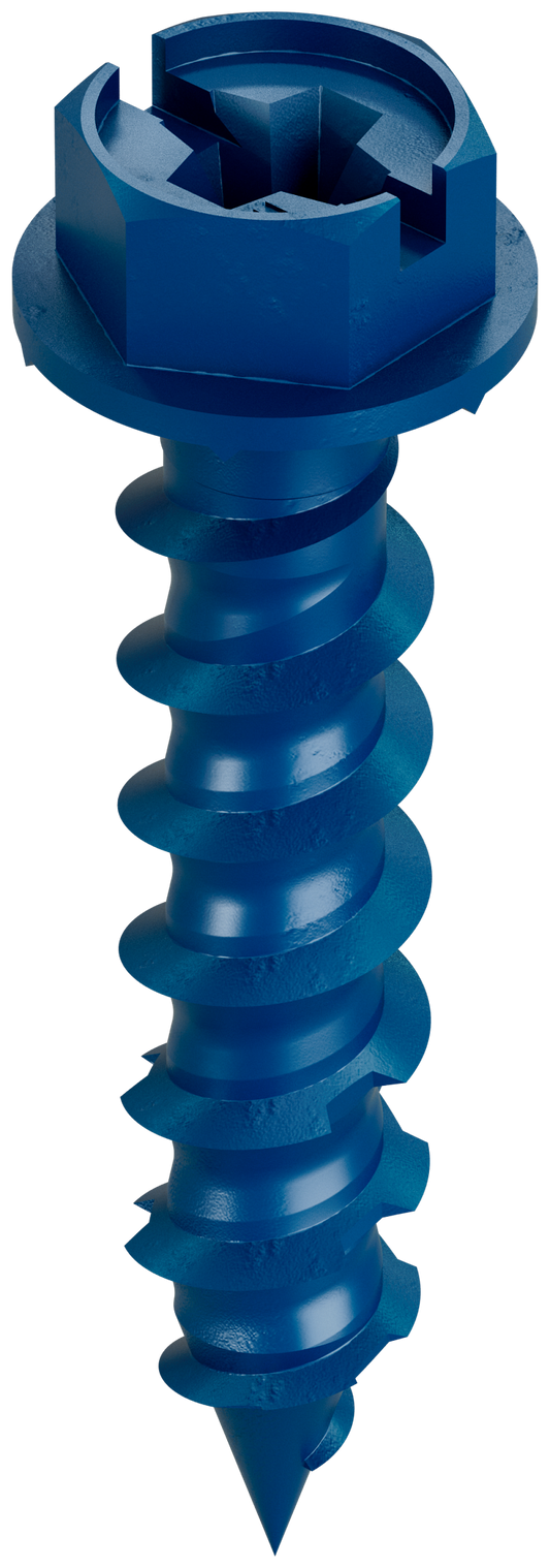 Simpson Strong-Tie TNT25114HB Titen Turbo™ — 1/4 in. x 1-1/4 in. Hex-Head Concrete and Masonry Screw, Blue (3000-Qty) (Pack of 48)