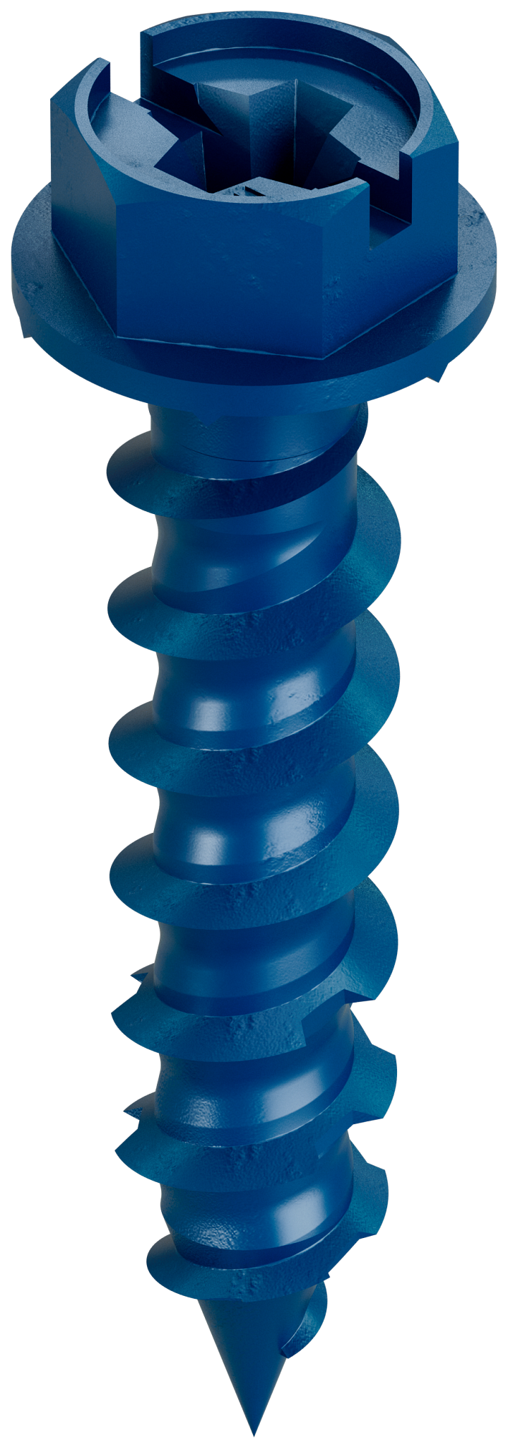 Simpson Strong-Tie TNT25114H Titen Turbo™ — 1/4 in. x 1-1/4 in. Hex-Head Concrete and Masonry Screw, Blue (100-Qty) (Pack of 16)