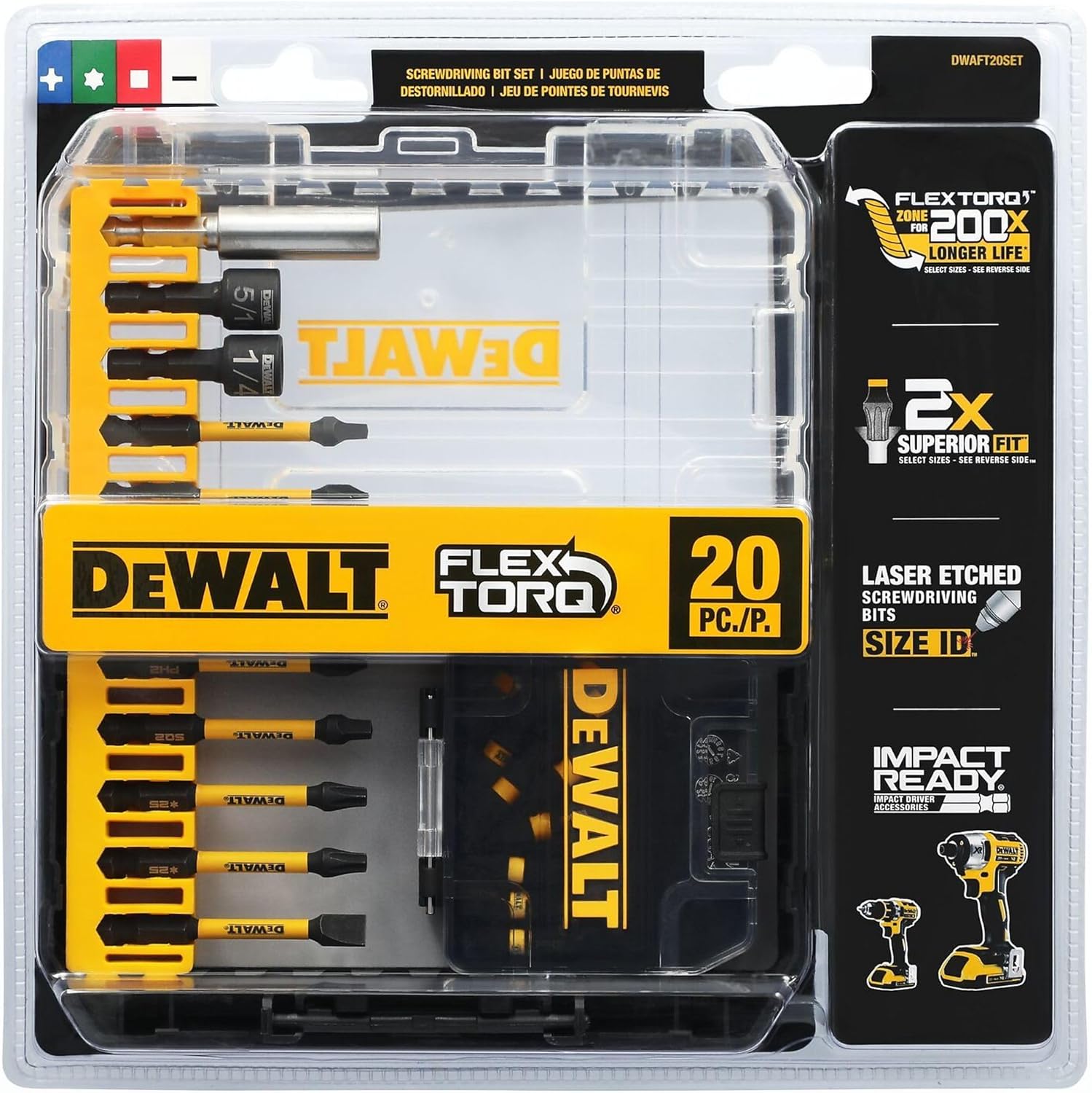 Juego de puntas de destornillador DeWalt DWAFT20SET FLEXTORQ de 20 piezas