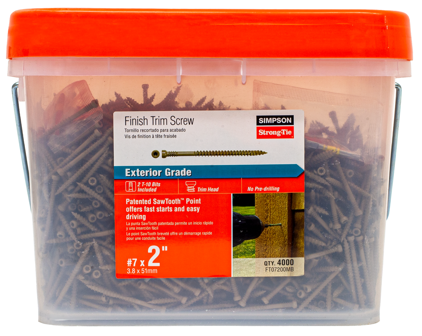 Simpson Strong-Tie FT07200MB Finish Trim Screw — #7 x 2 in. T10, Trim-Head, Quik Guard®, Tan (4000-Qty)