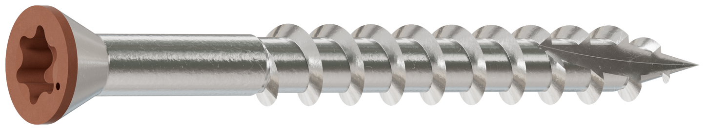 Simpson Strong-Tie T07162FT70TN03 Trim-Head Screw, 6-Lobe Drive — #7 x 1-5/8 in. T-15 Type 316, Tan 03 (70-Qty) (Pack of 5)