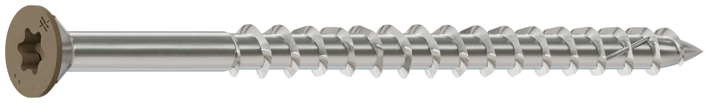 Simpson Strong-Tie S10300WPBBR05 Deck-Drive™ DWP WOOD SS Screw — #10 x 3 in. T-25, Flat Head, Type 305, Brown 05 (1750-Qty)