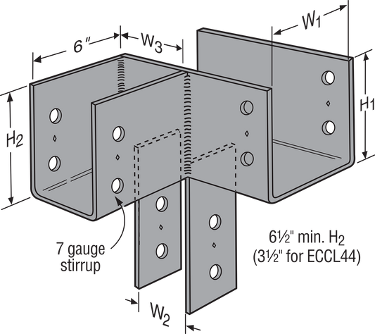 Simpson Strong-Tie ECCLR444 ECCLL L-Shape End Column Cap for 4x Beams, 4x Post, Skewed Right