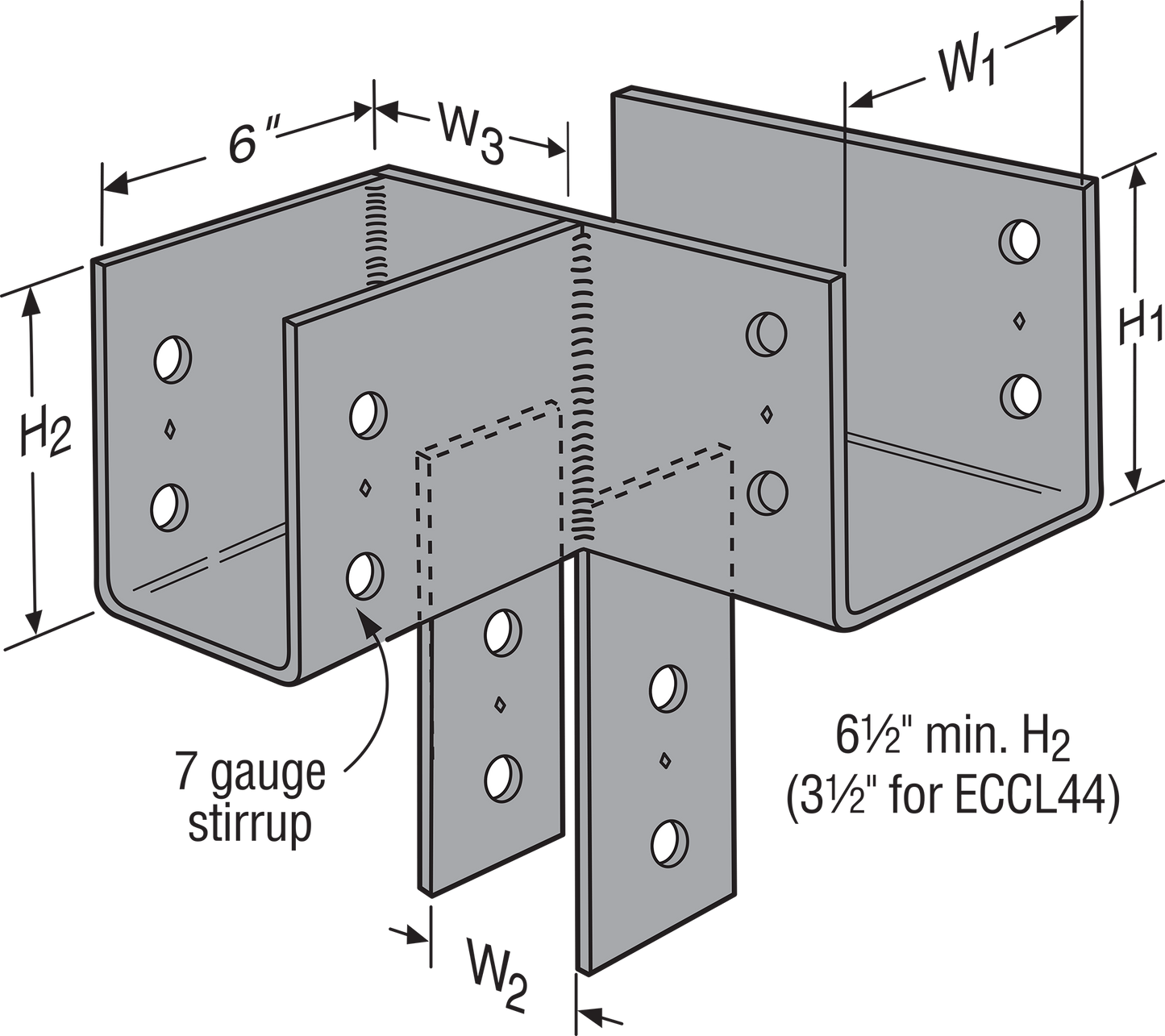 Simpson Strong-Tie ECCLL464 ECCLL L-Shape End Column Cap for 4x Beams, 6x Post, Skewed Left